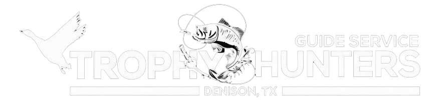 Trophy Hunters Guide Service — Denison, TX. Goose, bass, and guide lettering.